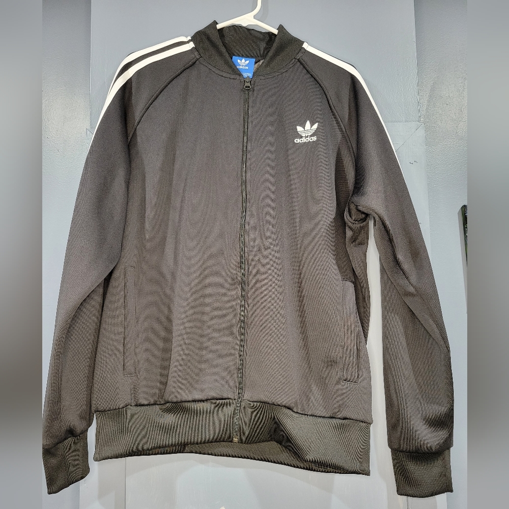Adidas Track jacket , charcoal black , rare , Size L